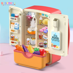 G225A  HỘP BẾP TỦ LẠNH PIN + THỨC ĂN 32 MIẾNG   Magic Fridge - HỒNG