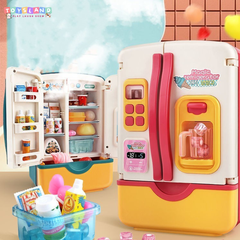 G225A  HỘP BẾP TỦ LẠNH PIN + THỨC ĂN 32 MIẾNG   Magic Fridge - HỒNG
