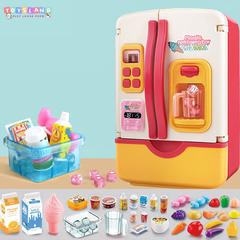 G225A  HỘP BẾP TỦ LẠNH PIN + THỨC ĂN 32 MIẾNG   Magic Fridge - HỒNG