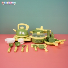 _0217 HỘP BẾP ĐIỆN PIN, NỒI, ẤM, CHẢO 19 MIẾNG  0217L