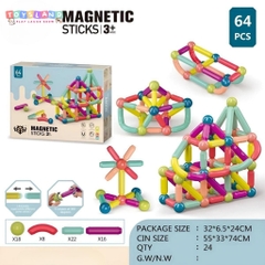 H05  HỘP XẾP HÌNH NAM CHÂM 64 MIẾNG   Magnetic Bar Blocks