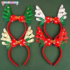 YLB272  CÀI TÓC NOEL SỪNG TUẦN LỘC NƠ 1C - XANH LÁ