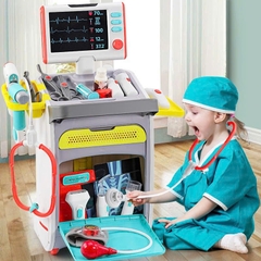 YY6024  HỘP KỆ XE ĐẨY BÁC SĨ PIN (TAI NGHE, MÀN HÌNH ĐO ĐIỆN TIM, ĐÈN PIN, KÉO)