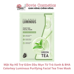 Mặt Nạ Hỗ Trợ Giảm Dầu Mụn Từ Trà Xanh & BHA Colorkey Luminous Purifying Facial Tea Tree Mask
