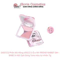 [VEECCI] Phấn Má Hồng VEECCI 3 Ô x MY FRIEND RABBIT OH~ BABE In Nổi Gợn Sóng Tone màu tự nhiên 7g