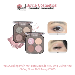 VEECCI Bảng Phấn Mắt Bốn Màu Sắc Hiệu Ứng Lì Ánh Nhũ Chống Nhòe Thời Trang VC005