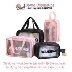 Túi đựng mỹ phẩm du lịch WASH BAG trong suốt, túi đựng đồ trang điểm mini cao cấp cực xinh