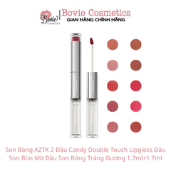 Son Bóng AZTK 2 Đầu Candy Double Touch Lipgloss Đầu Son Bùn Mờ Đầu Son Bóng Tráng Gương 1.7ml+1.7ml
