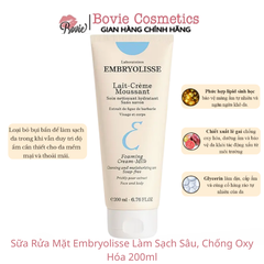 Sữa Rửa Mặt Embryolisse Làm Sạch Sâu, Chống Oxy Hóa 200ml