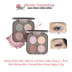 VEECCI Bảng Phấn Mắt Bốn Màu Sắc Hiệu Ứng Lì Ánh Nhũ Chống Nhòe Thời Trang VC005