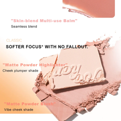 Phấn má hồng bắt sáng 4 ô Màu Judydoll Blush & Highlight Palette