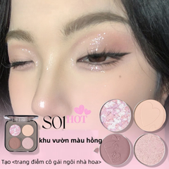VEECCI Bảng Phấn Mắt Bốn Màu Sắc Hiệu Ứng Lì Ánh Nhũ Chống Nhòe Thời Trang VC005