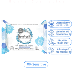 Khăn ướt vệ sinh vùng kín cao cấp cho da nhạy cảm Femfresh  25 tờ