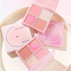 Phấn Má Hồng XIXI Sunset 4 ô Nhũ Sáng Highlight Tông Lì Và Nhũ Tạo Khối Trang Điểm D511