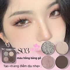 VEECCI Bảng Phấn Mắt Bốn Màu Sắc Hiệu Ứng Lì Ánh Nhũ Chống Nhòe Thời Trang VC005
