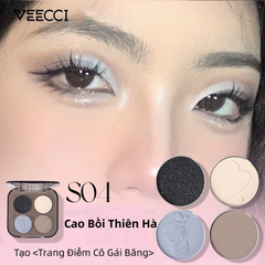 VEECCI Bảng Phấn Mắt Bốn Màu Sắc Hiệu Ứng Lì Ánh Nhũ Chống Nhòe Thời Trang VC005