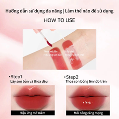 Son Mooekiss Serum Dưỡng Không Dính Cốc Hiệu ứng Tráng Gương Hai đầu đa Năng 3ml+3ml