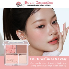 Phấn má hồng bắt sáng 4 ô Màu Judydoll Blush & Highlight Palette