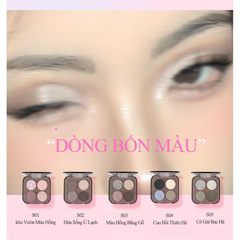 VEECCI Bảng Phấn Mắt Bốn Màu Sắc Hiệu Ứng Lì Ánh Nhũ Chống Nhòe Thời Trang VC005