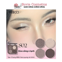 VEECCI Bảng Phấn Mắt Bốn Màu Sắc Hiệu Ứng Lì Ánh Nhũ Chống Nhòe Thời Trang VC005