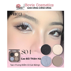 VEECCI Bảng Phấn Mắt Bốn Màu Sắc Hiệu Ứng Lì Ánh Nhũ Chống Nhòe Thời Trang VC005