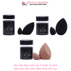 Mút Tán Nền Celin set 2 Chiếc To Nhỏ Màu Nâu Đen Siêu Mềm Đàn Hồi Cao ( Hộp đen )