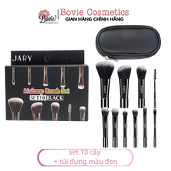 Bộ cọ trang điểm Jary Make Up Brush Set 10 Cây Kèm Túi Đựng da PU