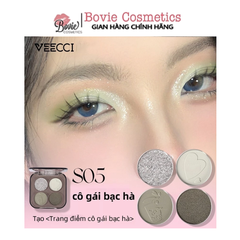 VEECCI Bảng Phấn Mắt Bốn Màu Sắc Hiệu Ứng Lì Ánh Nhũ Chống Nhòe Thời Trang VC005