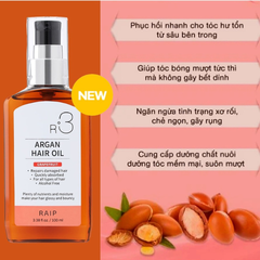 Tinh Dầu Dưỡng Tóc Bóng Mượt Raip R3 Argan Hair Oil 100ml