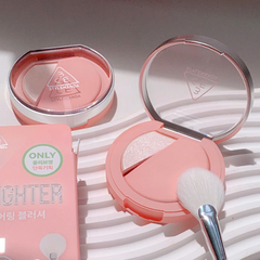 Set phấn má 3CE kèm highlight 2 in 1 tặng kèm cọ