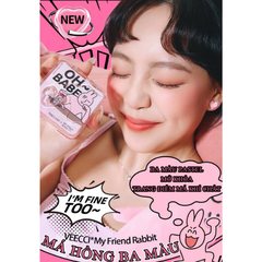 [VEECCI] Phấn Má Hồng VEECCI 3 Ô x MY FRIEND RABBIT OH~ BABE In Nổi Gợn Sóng Tone màu tự nhiên 7g
