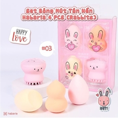 Set 4 bông mút trang điểm Habaria ( có bạch tuộc rửa mặt)