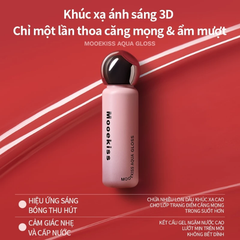 Son Mooekiss Aqua Gloss thiết kế độc đáo xinh xắn, dưỡng ẩm môi 2.1g