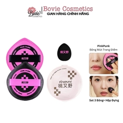 Bông mút PinkPunk tán kem nền, mút trang điểm sử dụng ướt và khô đa năng với hộp đựng