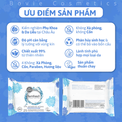 Khăn ướt vệ sinh vùng kín cao cấp cho da nhạy cảm Femfresh  25 tờ