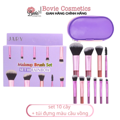 Bộ cọ trang điểm Jary Make Up Brush Set 10 Cây Kèm Túi Đựng da PU