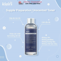 Nước Hoa Hồng Klairs Supple Preparation Unscented + Facial Toner
