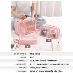 Túi đựng mỹ phẩm du lịch WASH BAG trong suốt, túi đựng đồ trang điểm mini cao cấp cực xinh