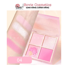 Phấn Má Hồng XIXI Sunset 4 ô Nhũ Sáng Highlight Tông Lì Và Nhũ Tạo Khối Trang Điểm D511