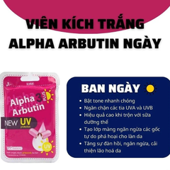 Vỉ 10 Viên Bột Kích Trắng Kyra Alpha Arbutin 3 Plus Đêm, Ngày UV Giúp Da Trắng Mịn Hàng Thái Lan Chính Hãng
