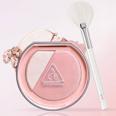 Set phấn má 3CE kèm highlight 2 in 1 tặng kèm cọ