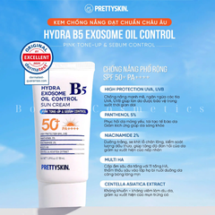 Kem Chống Nắng PrettySkin Sun Cream SPF 50+ PA++++ Hydra B5 Exosome Tone Up - Treatment - Oil Control