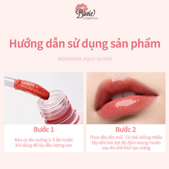 Son Mooekiss Aqua Gloss thiết kế độc đáo xinh xắn, dưỡng ẩm môi 2.1g