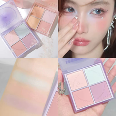 Phấn Má Hồng XIXI Sunset 4 ô Nhũ Sáng Highlight Tông Lì Và Nhũ Tạo Khối Trang Điểm D511