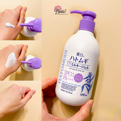 Sữa Dưỡng Thể Hatomugi Nâng Tông Da, Chống Nắng UV Care & Tone Up SPF31/PA+++ 250ml- Chai Tím