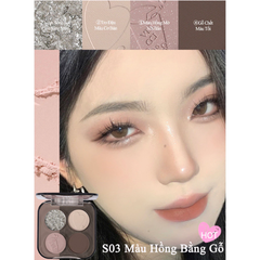 VEECCI Bảng Phấn Mắt Bốn Màu Sắc Hiệu Ứng Lì Ánh Nhũ Chống Nhòe Thời Trang VC005