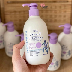 Sữa Dưỡng Thể Hatomugi Nâng Tông Da, Chống Nắng UV Care & Tone Up SPF31/PA+++ 250ml- Chai Tím
