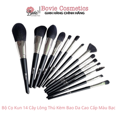 Bộ Cọ Kun 14 Cây Lông Thú Kèm Bao Da Cao Cấp Màu Bạc