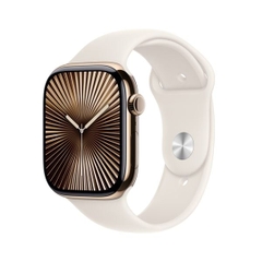 Đồng hồ Apple Watch Series 10 GPS + Cellular 46mm Gold Titanium (Vỏ Thép Dây Starlight Sport Band - M/L) (MWYY3SA/A)