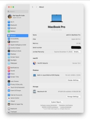 Macbook Pro 16-inch chip M4 Pro RAM 24GB SSD 1TB hình thức 99% pin 100% sạc 24l, care 11/12/2025